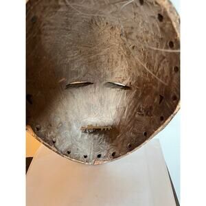 Vintage African Carved Wooden Baule Mask (10"x8") Tribal Art Figure Smiling